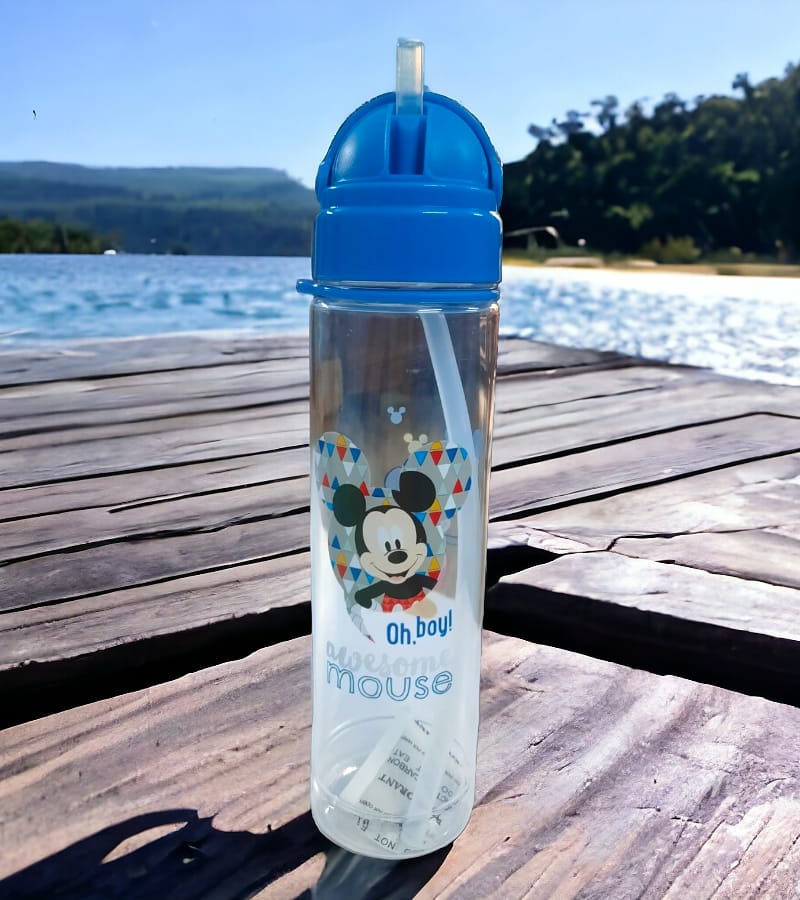 Baby Sipper Water Bottle With Straw Sippy Cup Mickey Mouse Theme (Pack of 1, Blue) view 3